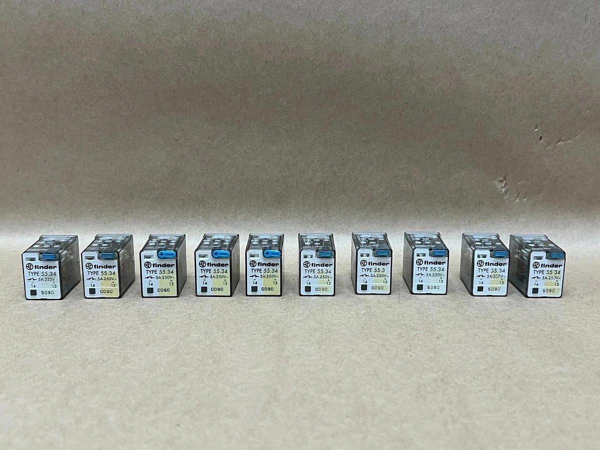 Used Finder 55.34 5A, 250V, Relay - Lot of 10