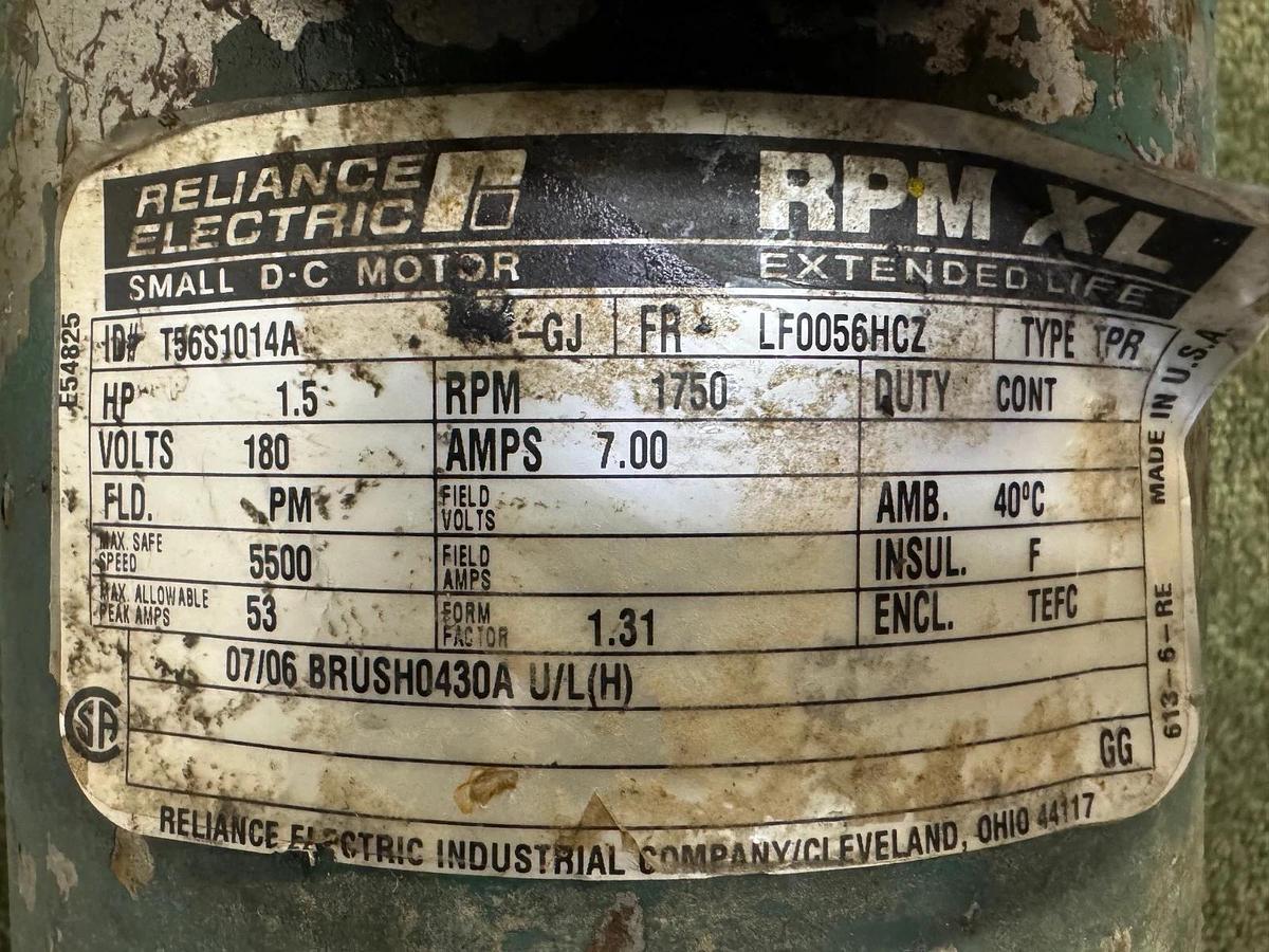 Used Dodge HB382CN140TC Gearbox, Ratio 9.7:1, w/ Reliance T56S1014A 1 Hp Motor