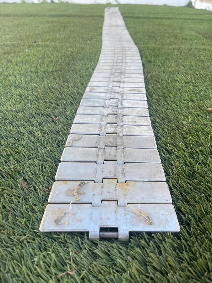 Used Rexnord SS815 BC 82 Tabletop Chain, Stainless Steel, 10’ Length, 6” Width