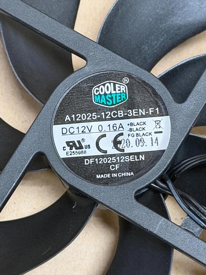 Cooler Master A12025-12CB-3EN-F1 120mm DC Cooling Fan, 12v and 0.16A