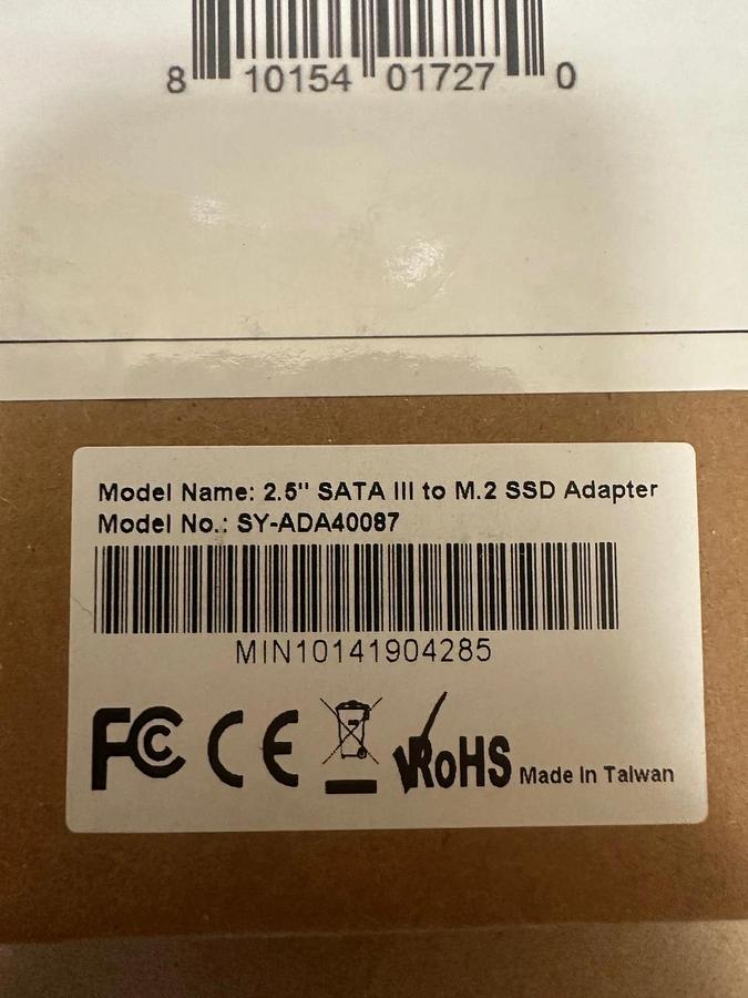 Used SYBA SY-ADA40087 2.5” SATA 3 to M.2 SSD Adapter *NEW FACTORY SEALED*