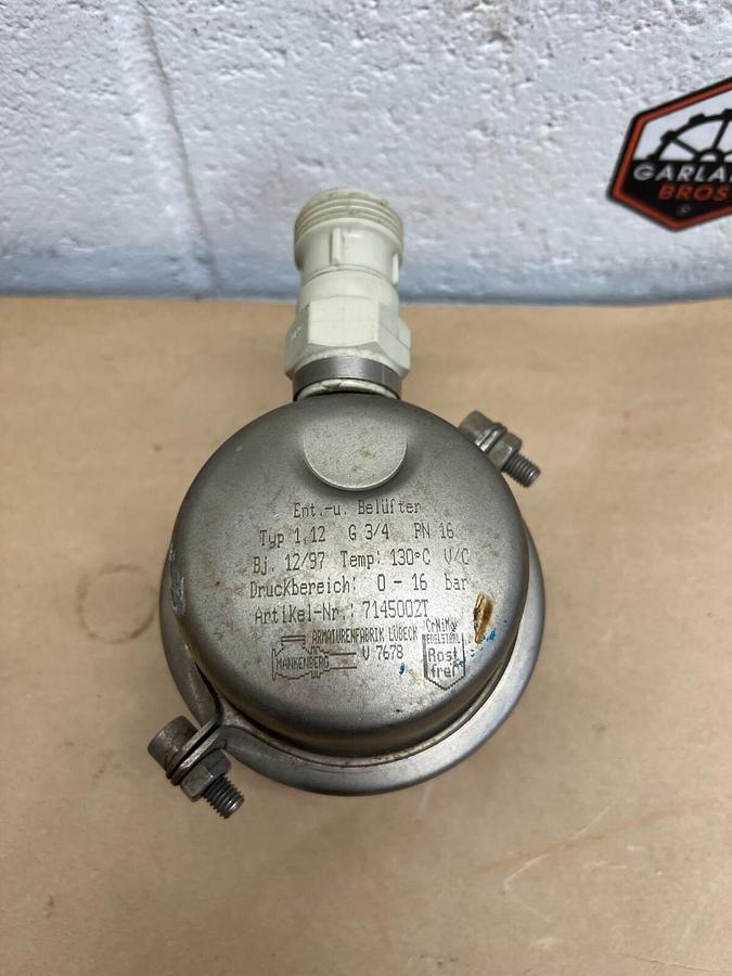 Used Ent-u. Belüfter Type 1.12 G 3/4, PN16 Valve, Temp: 130 C, 0-16 bar