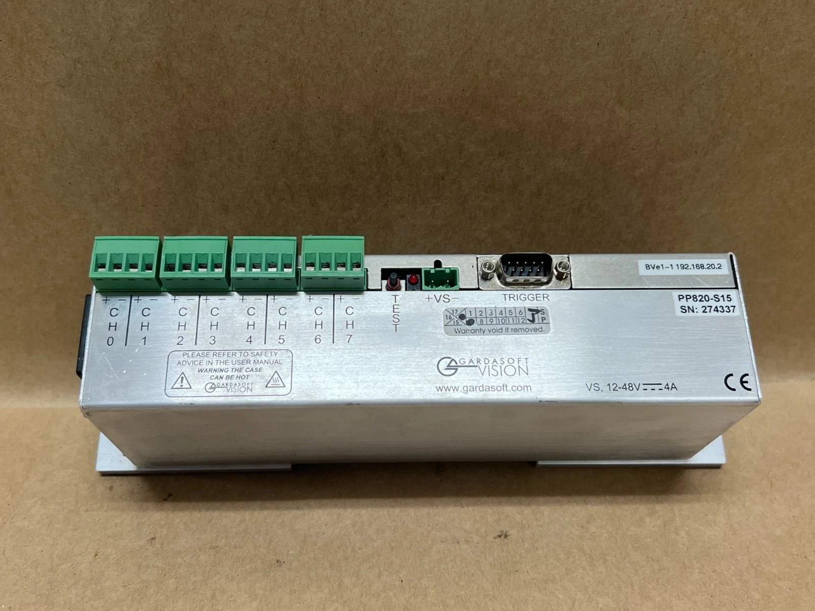 Used Gardasoft Vision PP820-S15 8 Channel, LED Controller