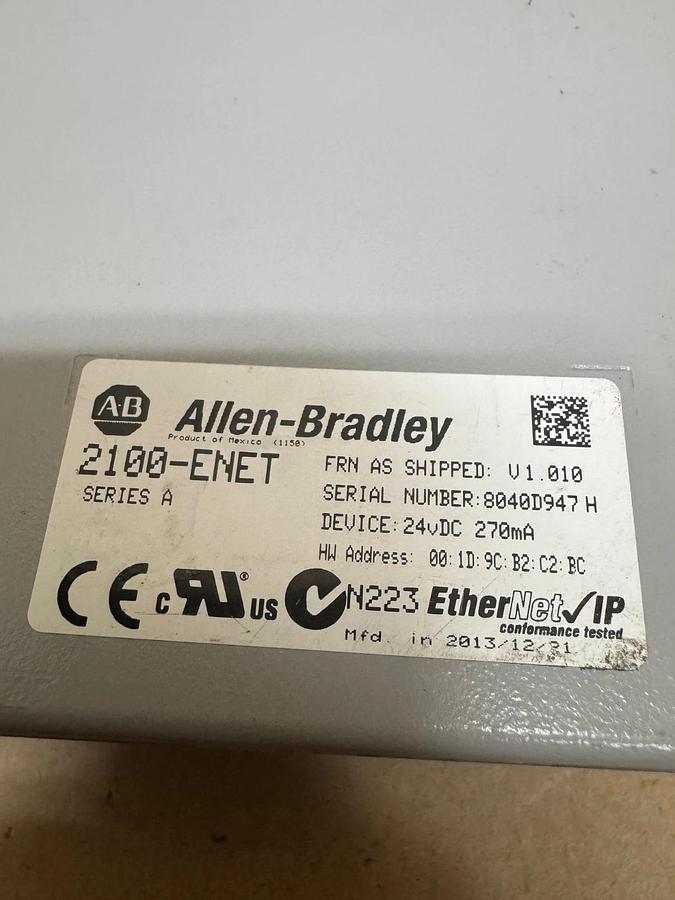 Used Allen Bradley 2100-ENET Series A Ethernet Adapter (Parts Only)