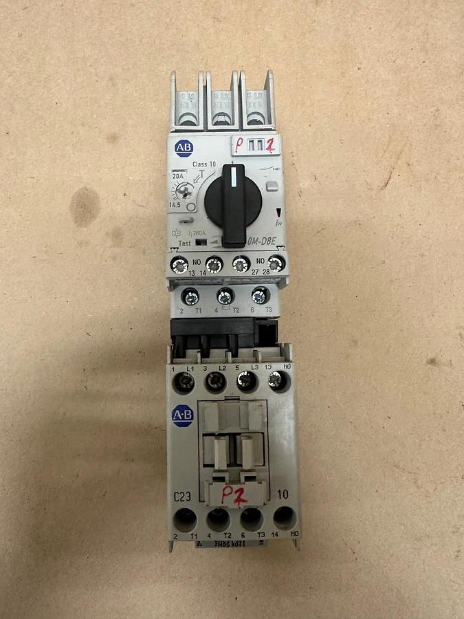Used Allen Bradley 140M-D8E-C20 Ser C Circuit Breaker w/ 100-C23*10 Contactor