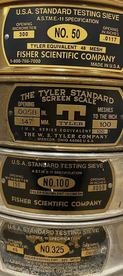 Used Fisher Scientific 8” Test Sieves, Lot of 4: .300 mm, .150 mm, .147 mm, .045 mm