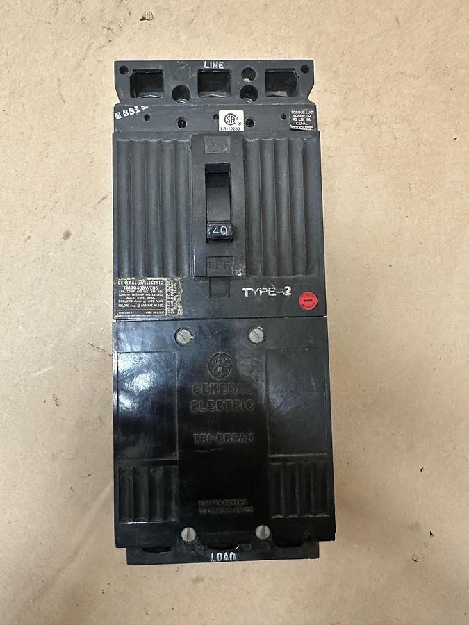 Used General Electric TB13040BWE05 40A 3 Pole Circuit Breaker