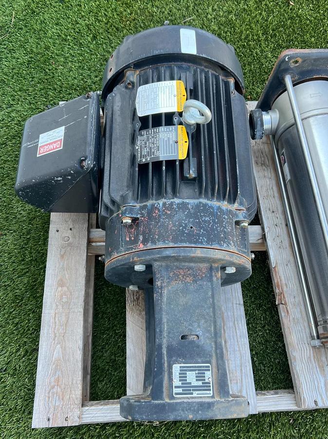 Used Grundfos CRN 20-10 Multistage Centrifugal Boosting Pump Assy, 25Hp Baldor Motor