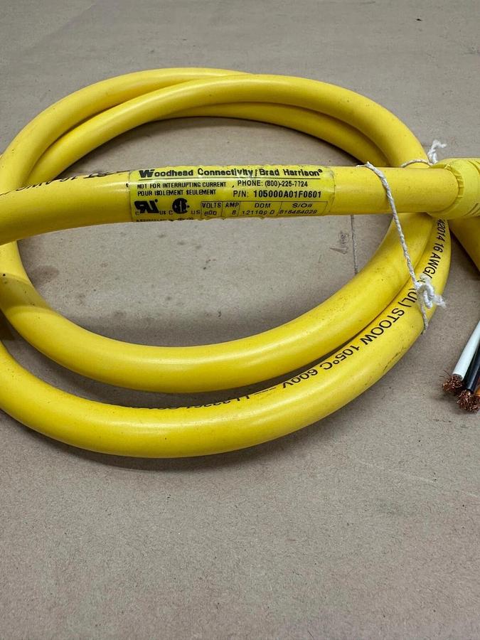 Used Woodhead Connectivity 105000A01F0601 Cordset, 600V, 8 A