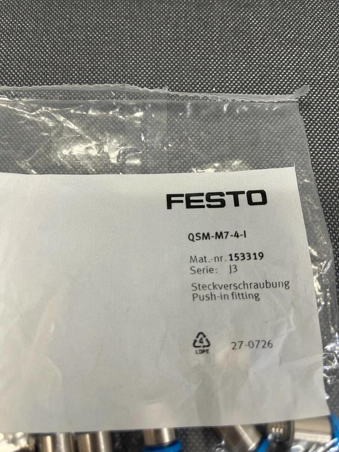 Used Festo QSM-M7-4-I, Pack of 10, Push-in Fitting