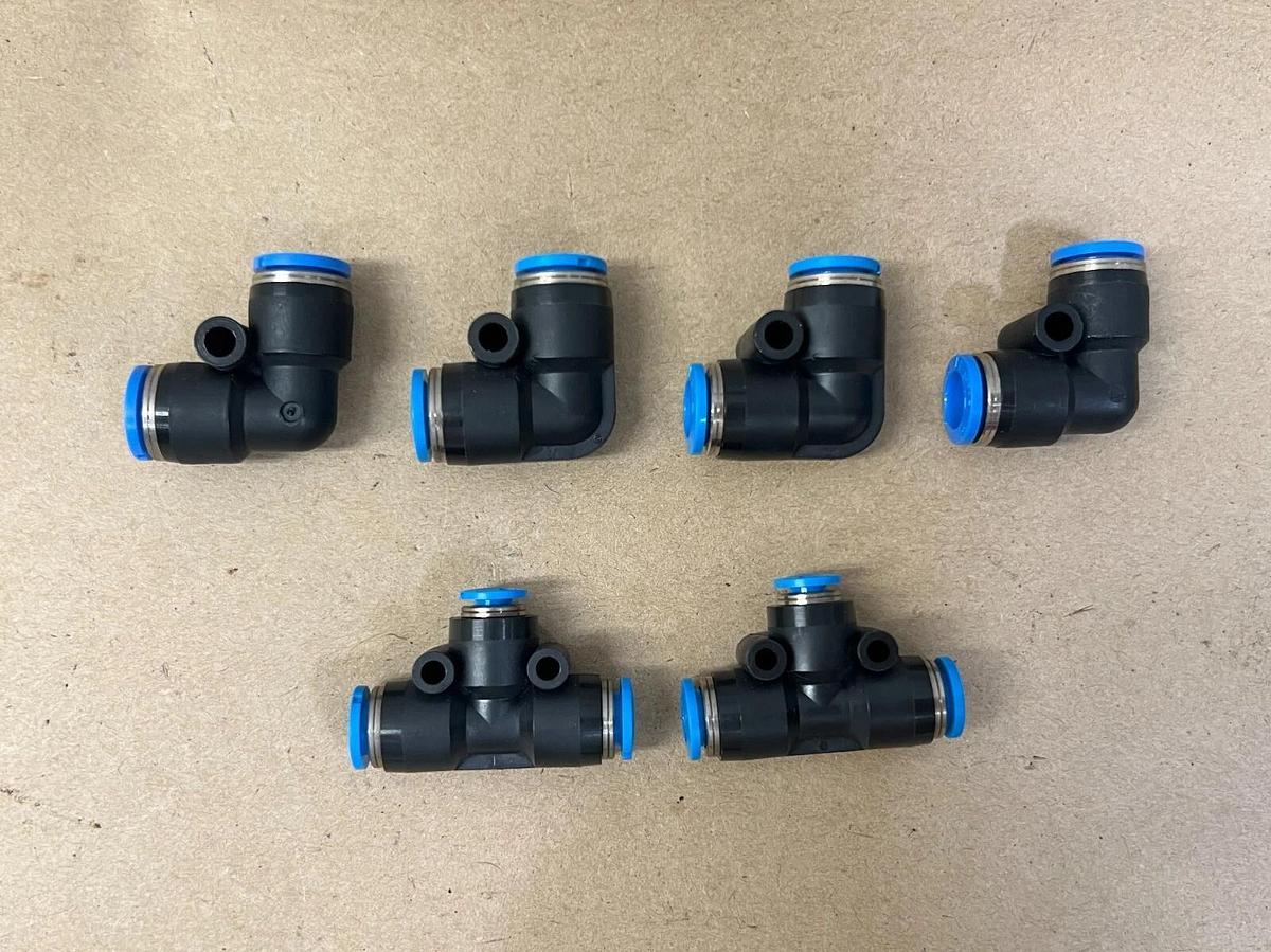 Used Festo (4 Pc.) Pneumatic Fitting Pipe w/ (2 Pc.) Tee Tube - Lot of 6