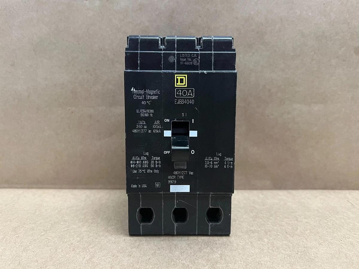 Used Square D EJB34040 Thermal-Magnetic 40A, 3 Pole Circuit Breaker