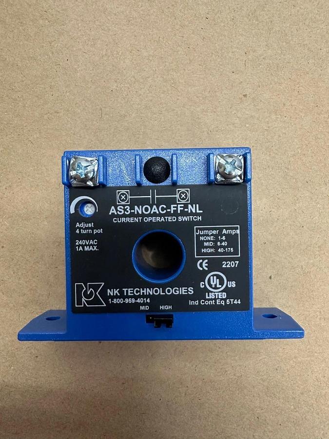 Used NK Technologies AS3-NOAC-FF-NL Fixed Core AC Current Operated Switch *NEW*