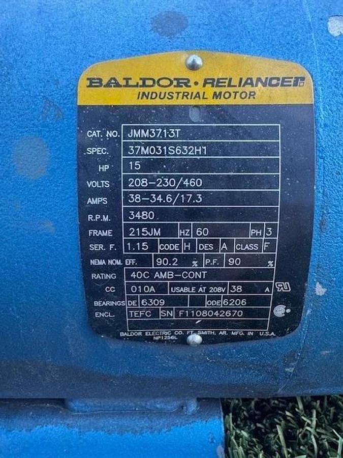 Used Goulds 3656 (Size 1.5x2-8) Pump, 5A/1M5B0, Baldor JMM3713T 15Hp Motor @ 3480RPM
