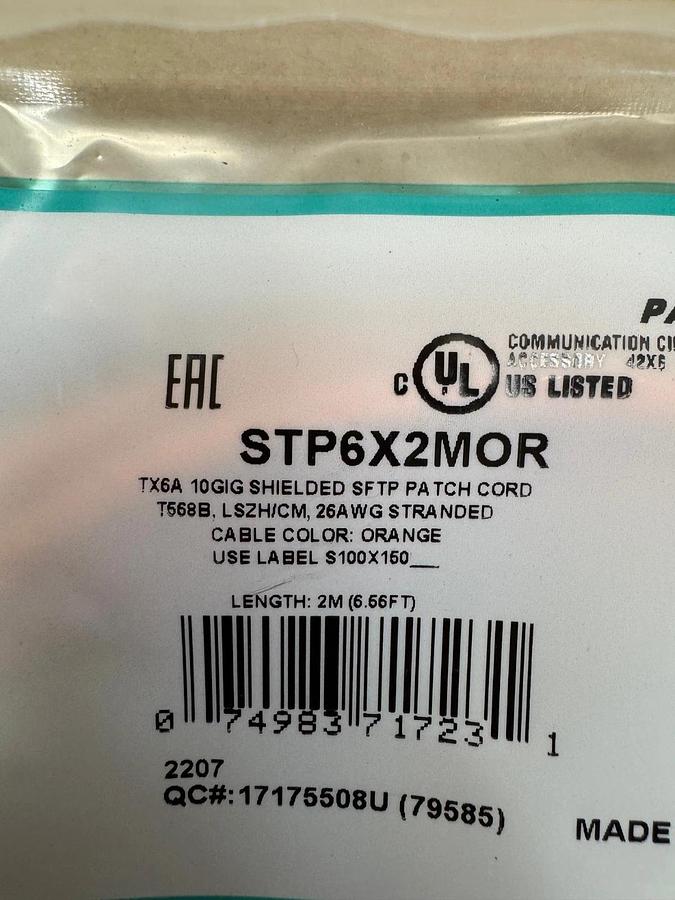 Used Panduit STP6X2MOR Shielded SFTP Patch Cord - Orange (Lot of 10) *NEW*