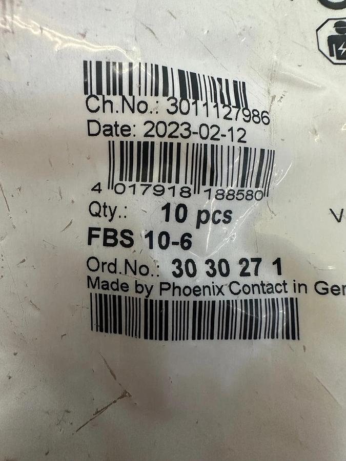 Used Phoenix Contact FBS 10-6 Plug-In Bridge, 10 Pack *FACTORY SEALED*