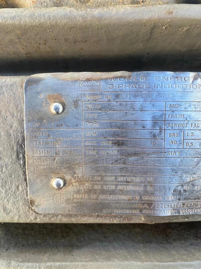Used Toshiba R1504FLF4UD World Energy Series 3 Ph Induction Motor 150HP 1770RPM
