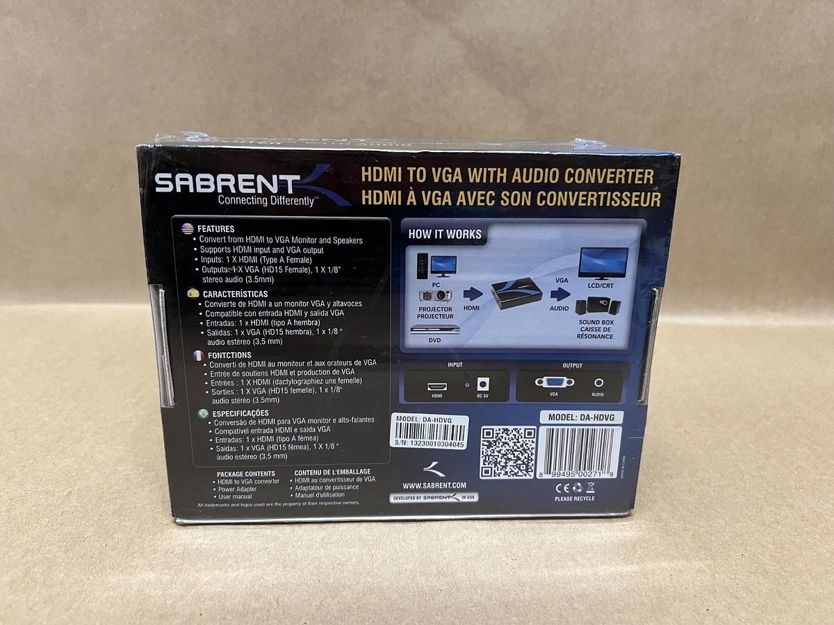 Used Sabrent DA-HDVG HDMI to VGA w/ Audio Converter *NEW FACTORY SEALED*