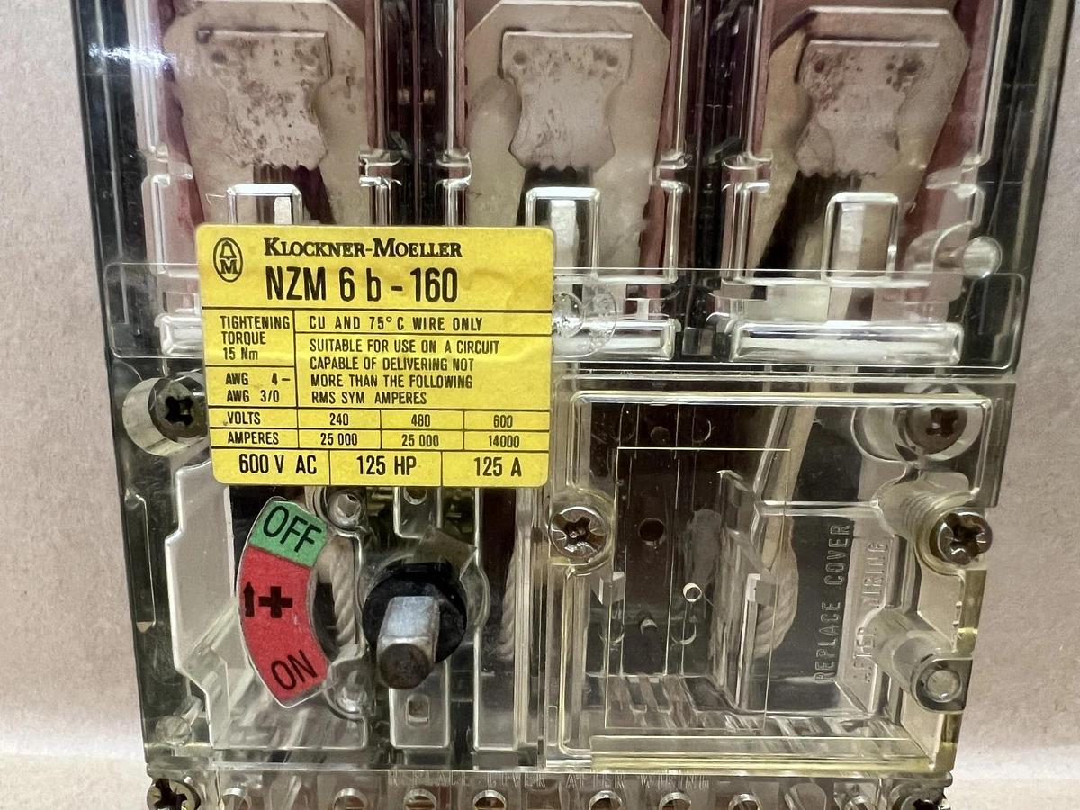Used Klockner Moeller ZM6-125-CNA NZM 6b-160 600VAC, 125HP, 125A Circuit Breaker