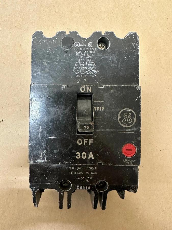Used General Electric M-1070 30A 3 Pole Circuit Breaker