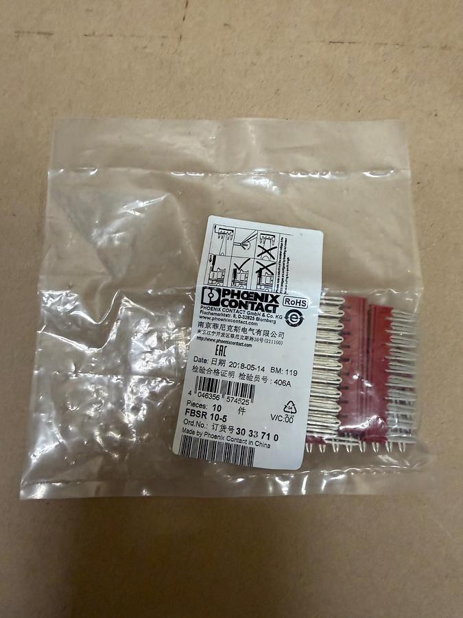 Used Phoenix Contact FBSR 10-5 Plug-In Bridge, 10 pcs *FACTORY SEALED*