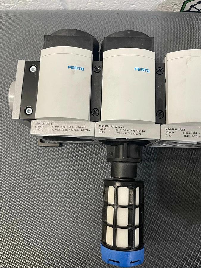 Used Festo MS6-DL-1/2-Z, MS6-EE-1/2-10V24-Z, MS6-FRM-1/2-Z, MS6-LFR-1/2-D7-C-R-M-AS-Z