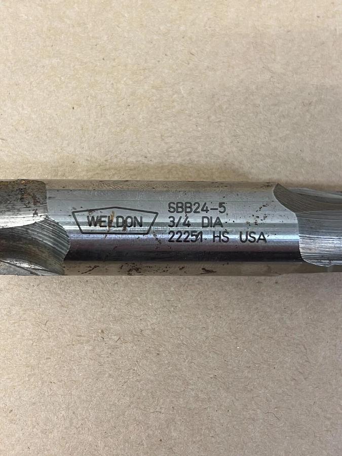 Used Weldon SBB24-5 3-4 Diameter Roughing + Finishing End Mill