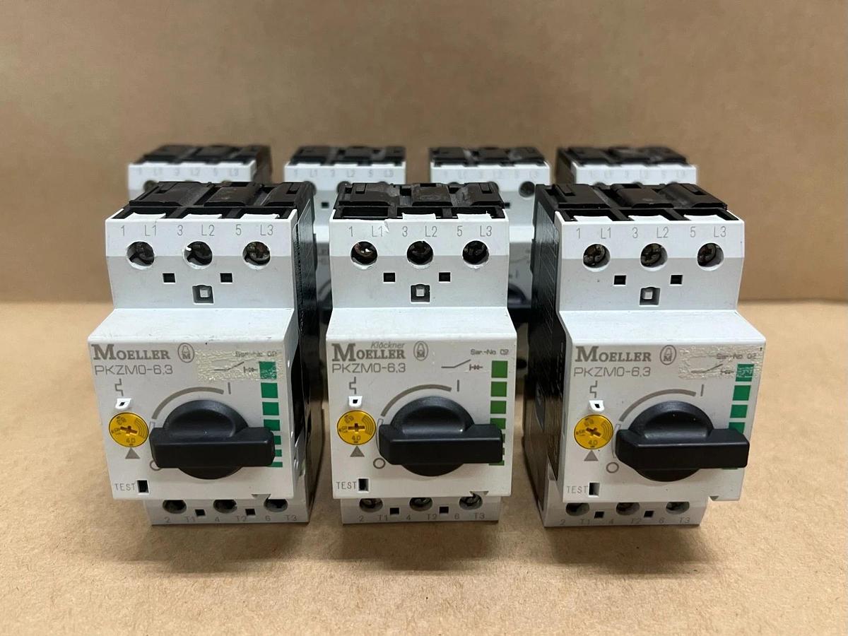 Used Moeller PKZM0-6.3 Motor Protective Circuit Breaker, 4.0-6.3A - Lot of 7