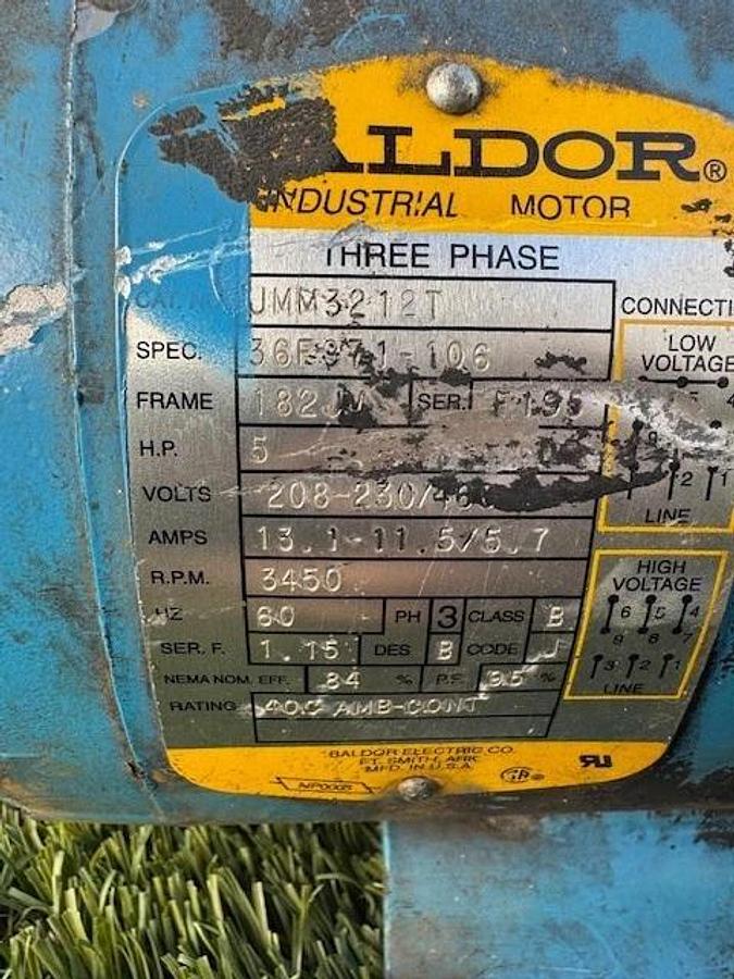Used Goulds 3656 (Size 1 1/2 x 2-6) 3A145, Baldor JMM3212T 5Hp Motor @ 3450RPM