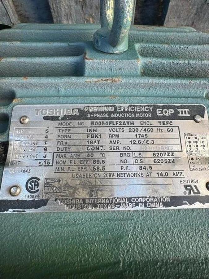 Used Rotary Airlock Feeder 16x16, Toshiba 5Hp @ 1745RPM Falk 4203J (Ratio 25.27:1)