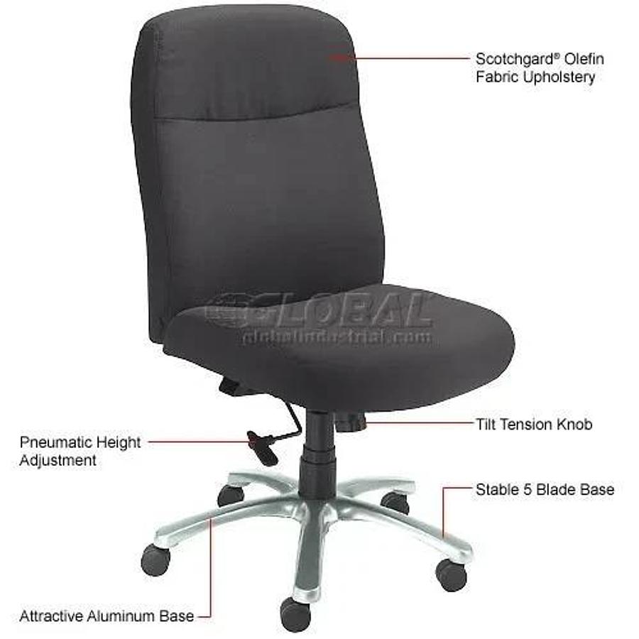 Used Global Industrial 808666BK Big & Tall Armless Chair - Black