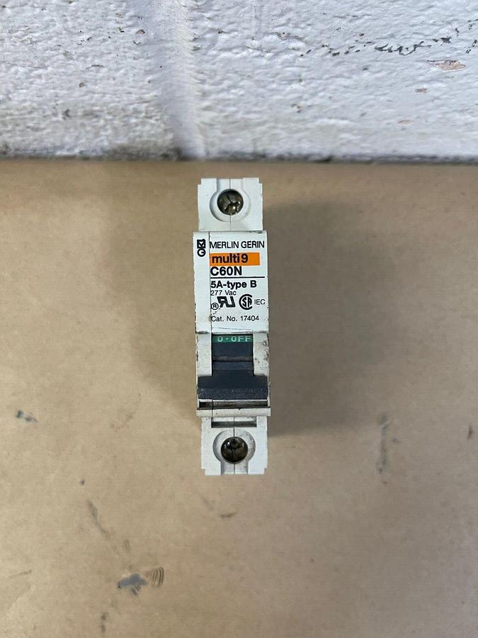 Used Merlin Gerin Multi9 C60N Circuit Breaker 277 VAC, 5A-Type B