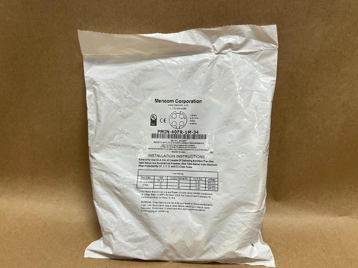 Used Mencom Corporation PMIN-40FR-1M-34 Power Receptacle, 40A, 600VAC *NEW*