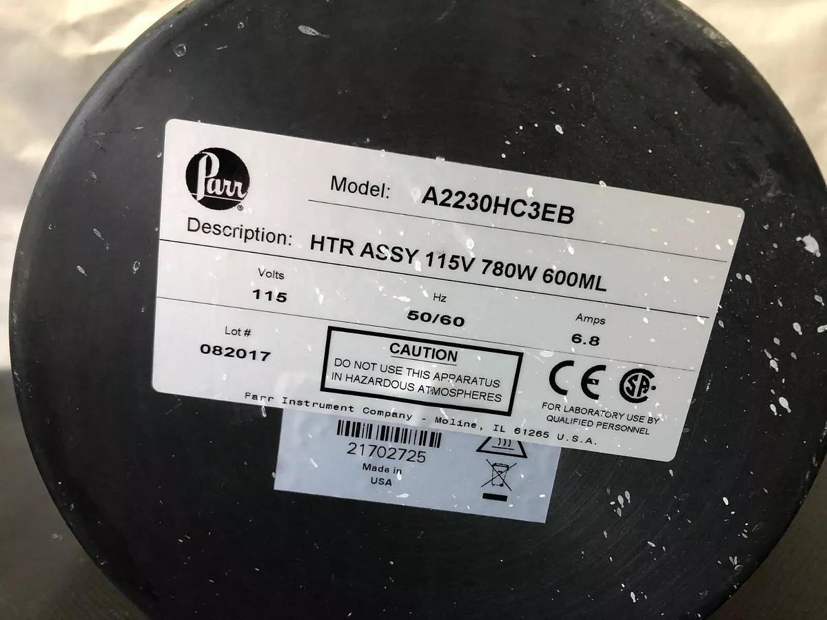 Used Parr Instrument A2230HC3EB Heater Assy, Parr 4563 Motor and Stand