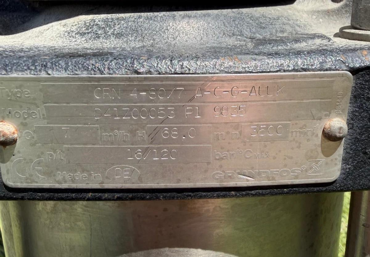 Used GRUNDFOS CRN4-80/7 A-C-G-AUUK Centrifugal Pump