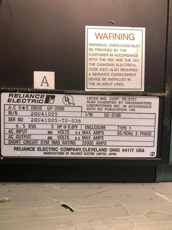 Used Reliance Electric 2GU41005 AC VS Drive