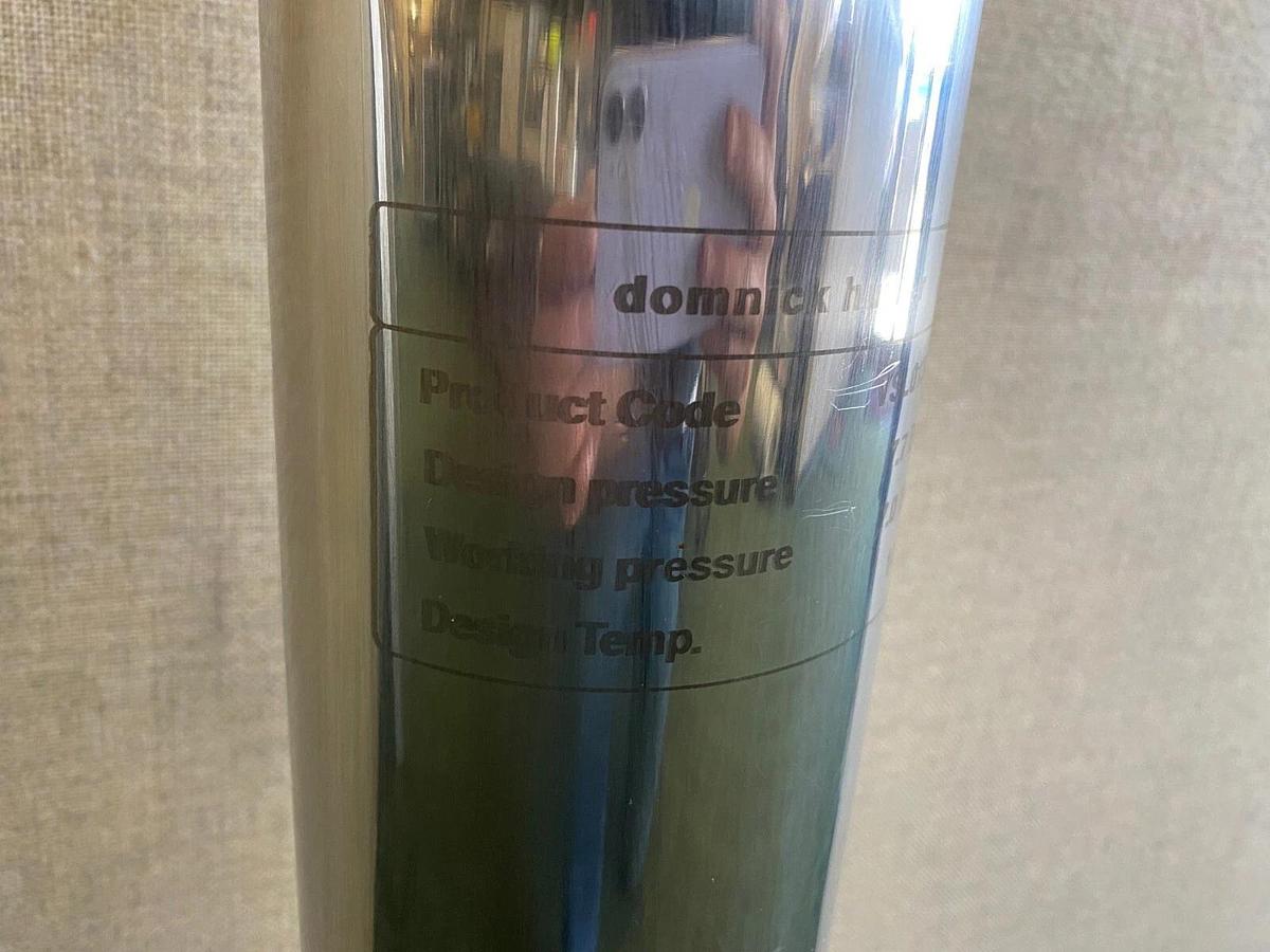 Used Domnick Hunter VSL013BTC SS Filter Housing Design Temp 145°C, Pressure 7.7 Bar.G