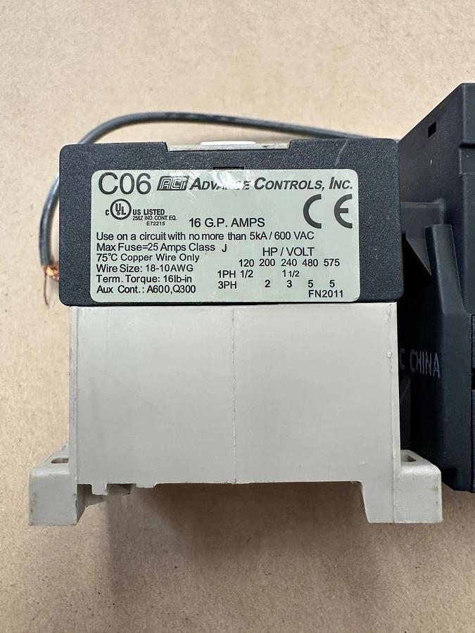 Used Advance Control Inc. 130272/C06 Contactor Coil and Relay