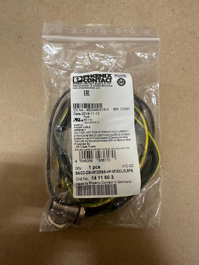 Used Phoenix Contact SACC-DSI-M12MSS-4P-M16XL/0,5PE Device Connector Rear Mounting