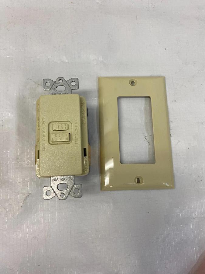 Used Hubbell GFR5350I Ground Fault Device/ Ivory/ Faceless Circuit Guard