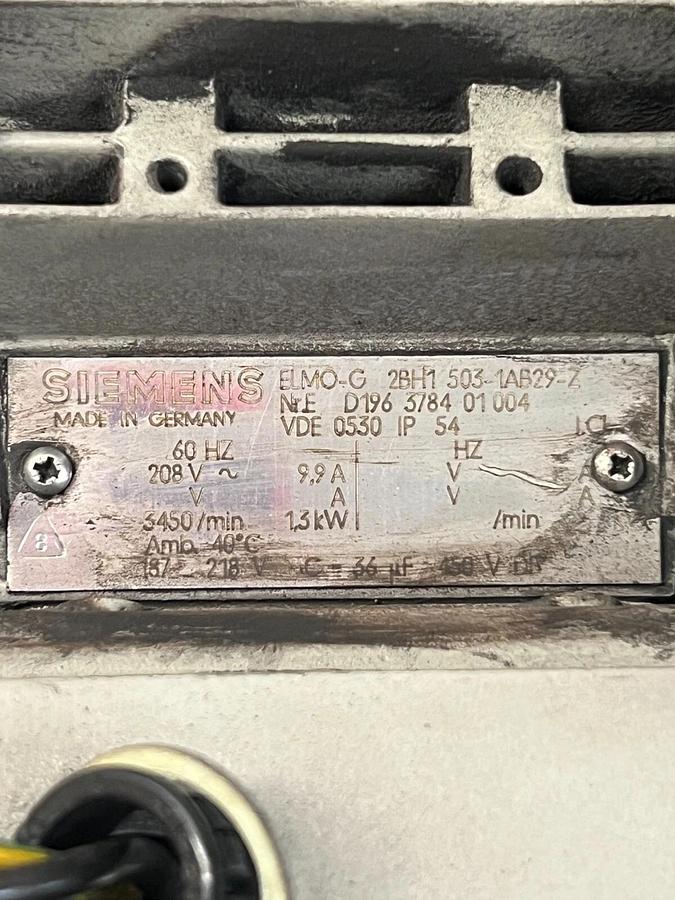 Used Siemens 2BH1 503-1AB29-Z ELMO-G Blower, 60Hz, 208V