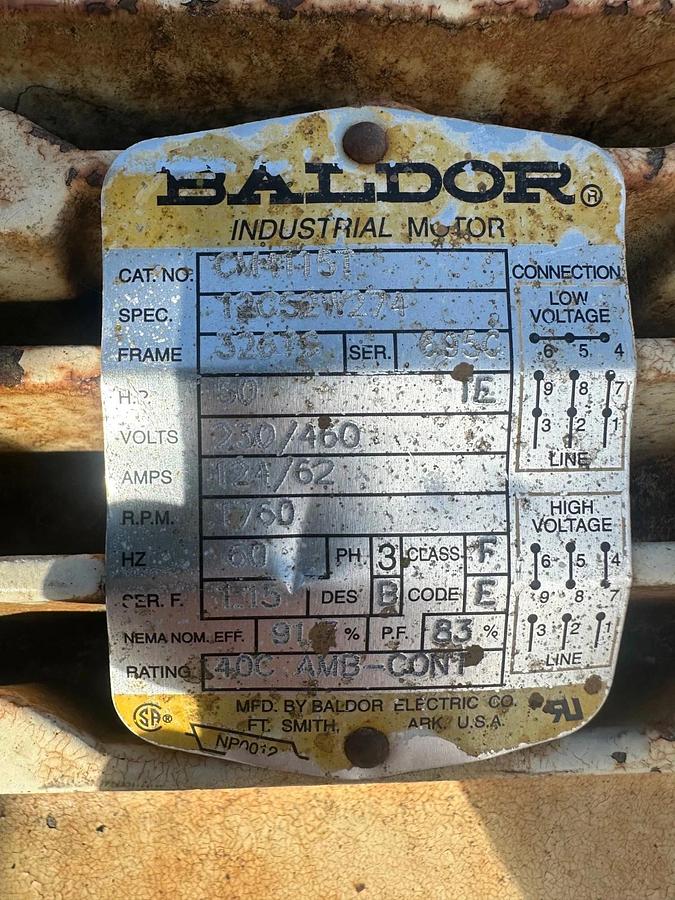 Used Baldor CM4115T 50Hp Motor @ 1760RPM, 230/460V, Phase 3, 60Hz