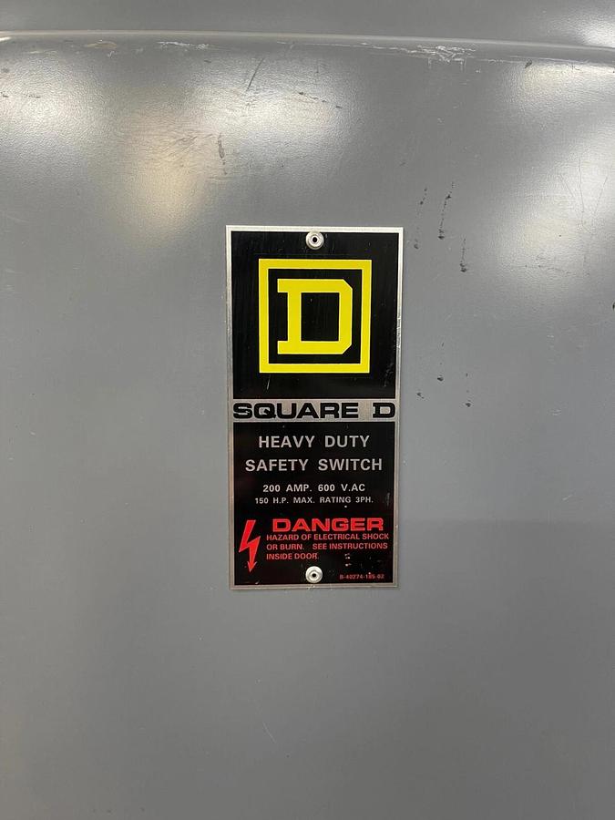 Used Square D HU364 Heavy Duty Safety Switch Ser E1 200A 600V Singl Throw Not Fusibl