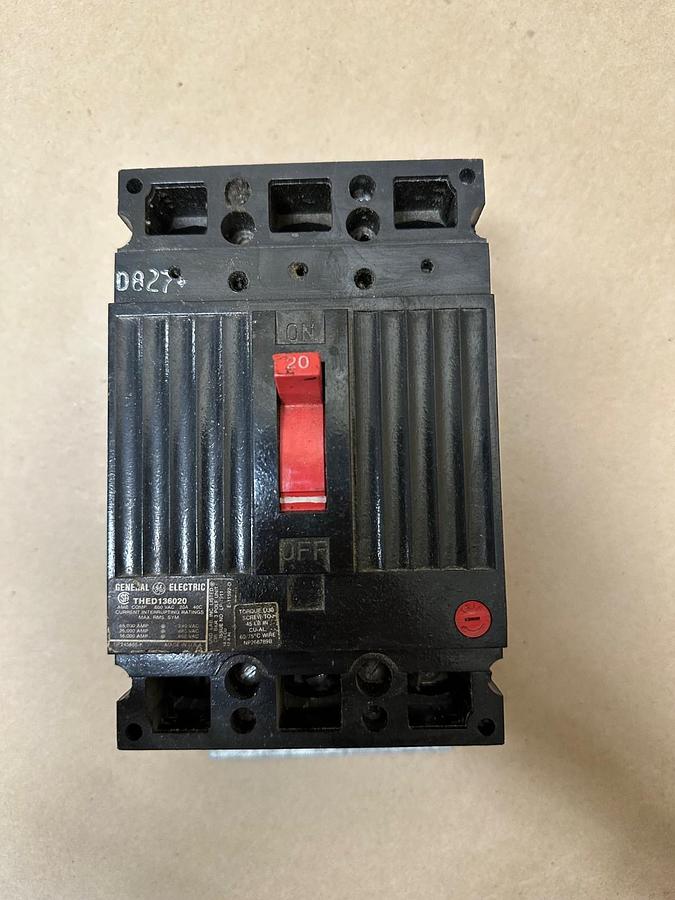Used General Electric THED136020 20A 3 Pole Circuit Breaker