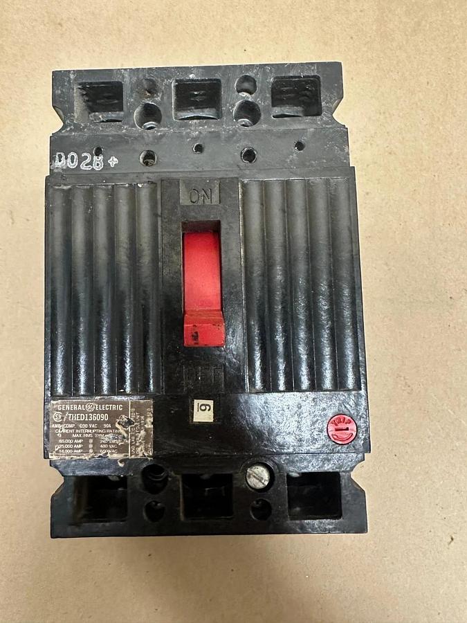 Used General Electric THED136090 90A 3 Pole Circuit Breaker