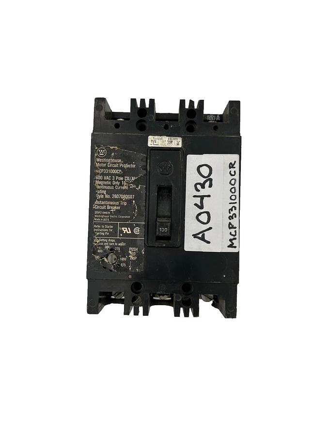 Used Westinghouse Motor Circuit Protector MCP0358, 7A, 3 Pole, 600 VAC