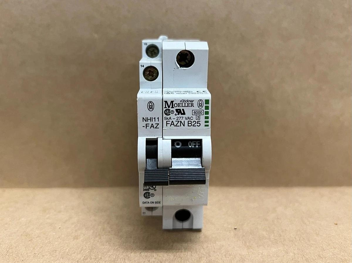 Used Moeller FAZN B25 5kA-277 VAC, 25A Circuit Breaker - Lot of 5