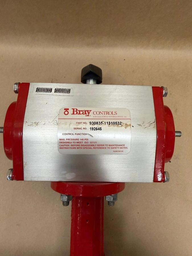 Used Bray 930835-11310532 Pneumatic Actuator w/ 7716V Butterfly Valve