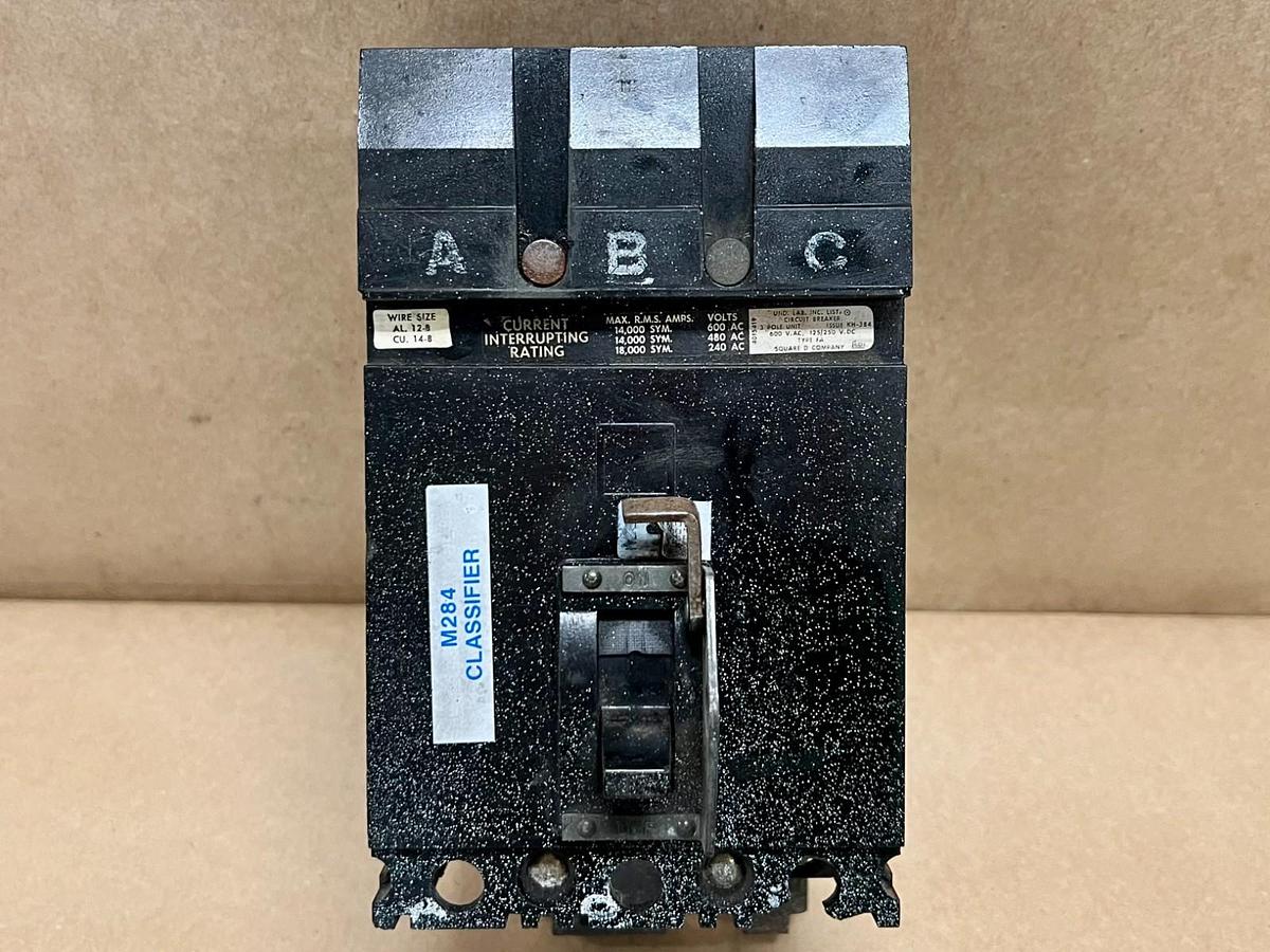 Used Square D FA-36015 3 Pole, 15A, 600VAC Circuit Breaker