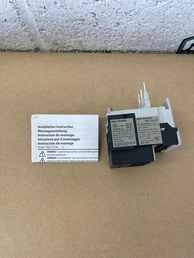 Used Allen-Bradley 193-T1AC12 Thermal Overload Relay, Series A, 9-12.5 Setting Range